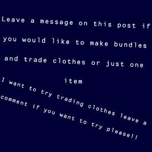Who’s down for trading clothes that haven’t been selling and it would be fun🤝
